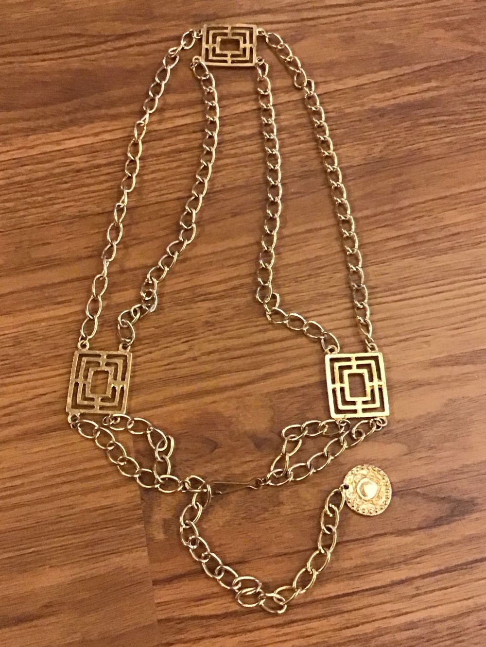 Vintage gold-tone multi-strand chain belt